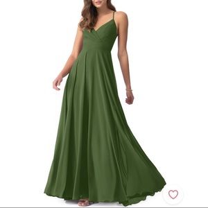 Azazie Avelina bridesmaid dress in olive size A10